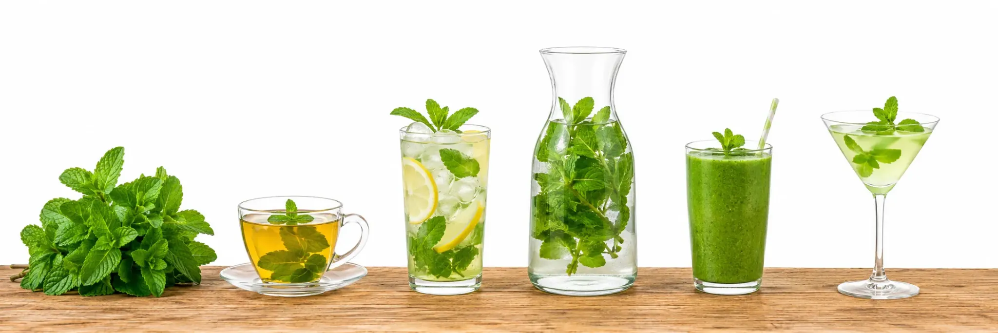 Fresh drinks with microgreens garnishes